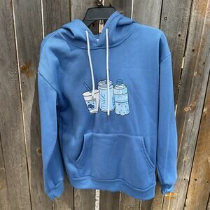 Shein Men's Blue Graphic Hoodie - Sz Small